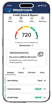Credit score monitoring on mobile app